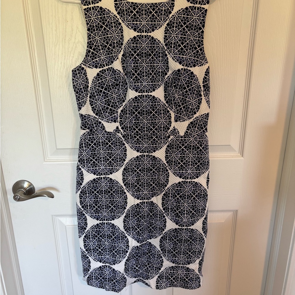 The Limited Navy and White Geometric Midi Dress